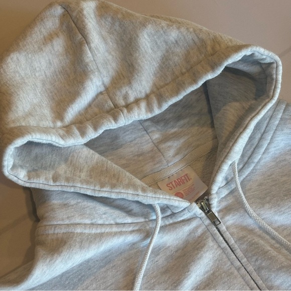 STARFIT Light Grey Oversized Zip Up Hoodie Sweatshirt w/ Lightning Bolt  XL/XXL - Picture 6 of 13